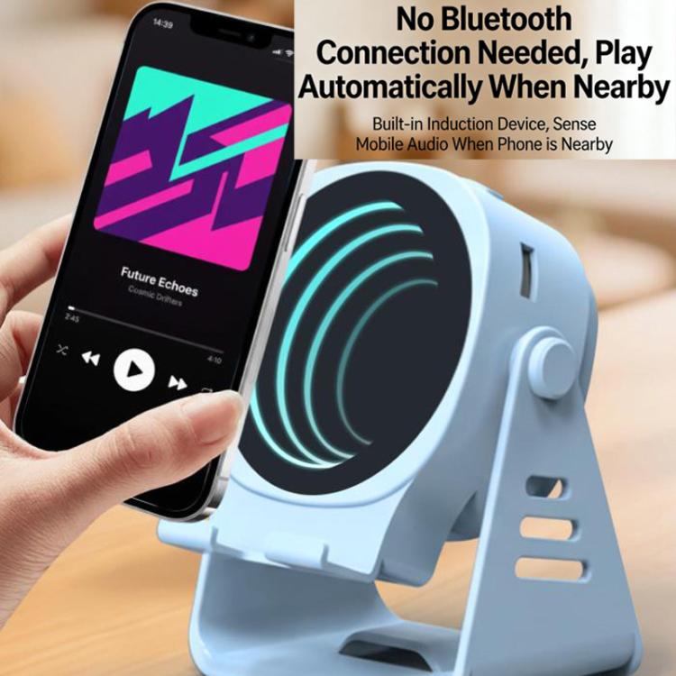 Haut-parleur à induction sans fil avec support de téléphone Haut-parleur Bluetooth de bureau multifonction Veilleuse