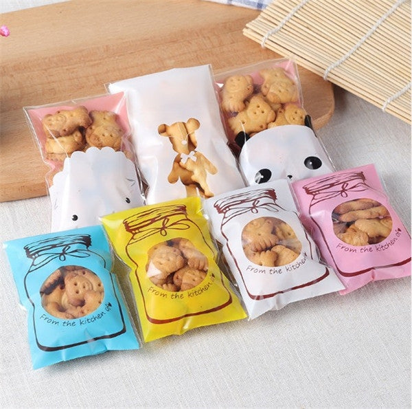 100 Pièces / Ensemble Joli Sac d'Emballage Cadeau Coloré à Motif Bouteille pour Biscuits Bonbons Mariage Anniversaire