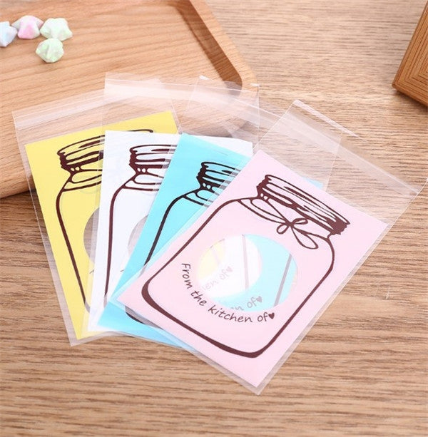 100 Pièces / Ensemble Joli Sac d'Emballage Cadeau Coloré à Motif Bouteille pour Biscuits Bonbons Mariage Anniversaire