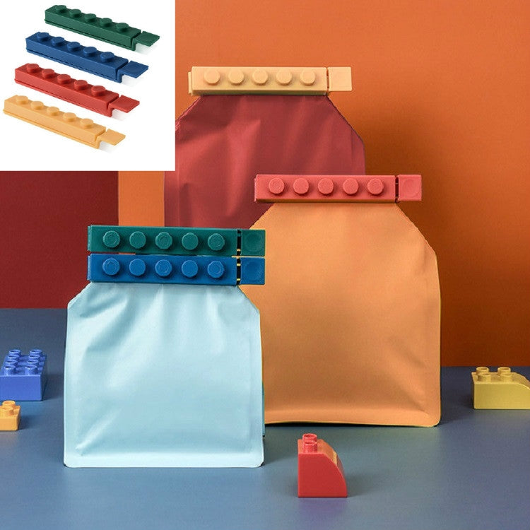 4 pièces/lot de blocs de construction, pinces d'étanchéité pour aliments, pinces de cuisine fraîches, sacs en plastique pour collations, bâtonnets de scellage, pinces de scellage