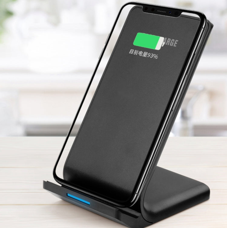 Chargeur sans fil vertical pour téléphone mobile R2 10W, support de charge intelligent rapide, support de bureau, R2 (Noir)