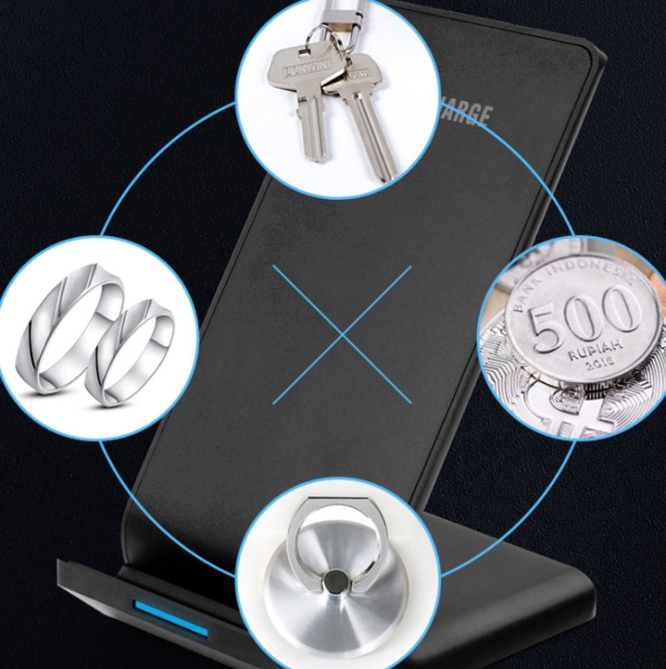 Chargeur sans fil vertical pour téléphone mobile R2 10W, support de charge intelligent rapide, support de bureau, R2 (Noir)
