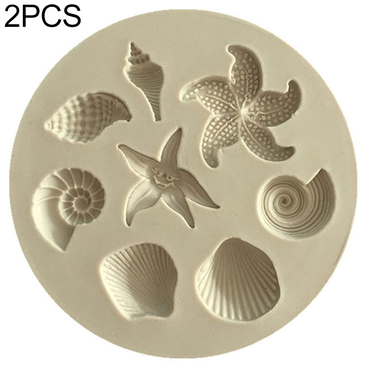 2 PCS Moule à éléments marins étoile de mer coquillage, outil en silicone pour fondant, outil pour fondant