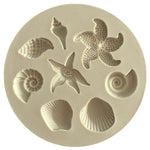 2 PCS Moule à éléments marins étoile de mer coquillage, outil en silicone pour fondant, outil pour fondant