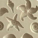 2 PCS Moule à éléments marins étoile de mer coquillage, outil en silicone pour fondant, outil pour fondant