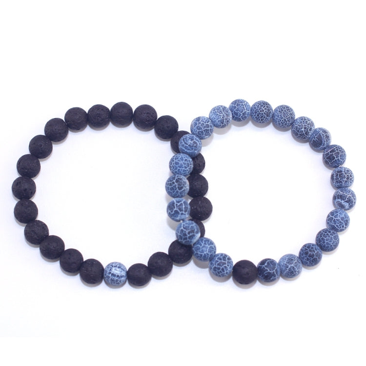 2PCS/Set Bijoux de couples classiques Distance Perles de lave noires Bracelet jonc