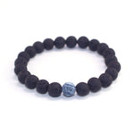 2PCS/Set Bijoux de couples classiques Distance Perles de lave noires Bracelet jonc