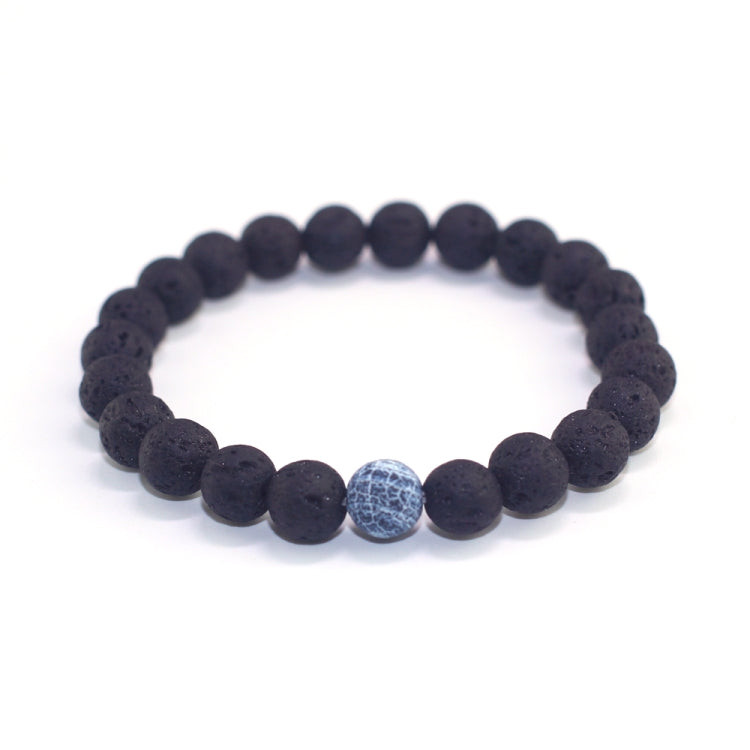 2PCS/Set Bijoux de couples classiques Distance Perles de lave noires Bracelet jonc