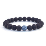 2PCS/Set Bijoux de couples classiques Distance Perles de lave noires Bracelet jonc