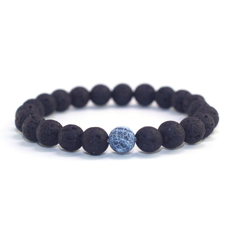 2PCS/Set Bijoux de couples classiques Distance Perles de lave noires Bracelet jonc