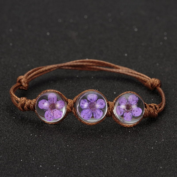 Lucky Handmade Woven Dried Flower Glass Beads Bracelets, Purple, Pink, Rosered, Blue, White, Orange, Red, Yellow