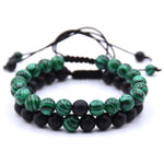 Bracelets de couple tressés pour hommes, perles de pierre naturelle 8 mm