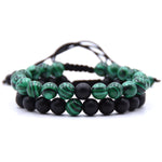 Bracelets de couple tressés pour hommes, perles de pierre naturelle 8 mm