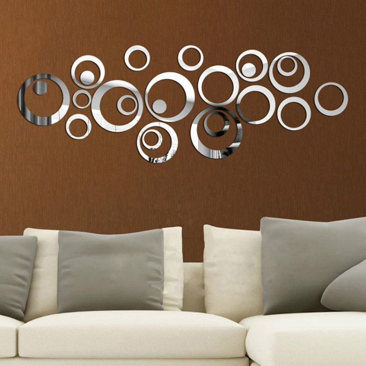 24 autocollants muraux miroir 3D DIY cercles décoratifs pour fond TV Décoration d'intérieur Art mural en acrylique