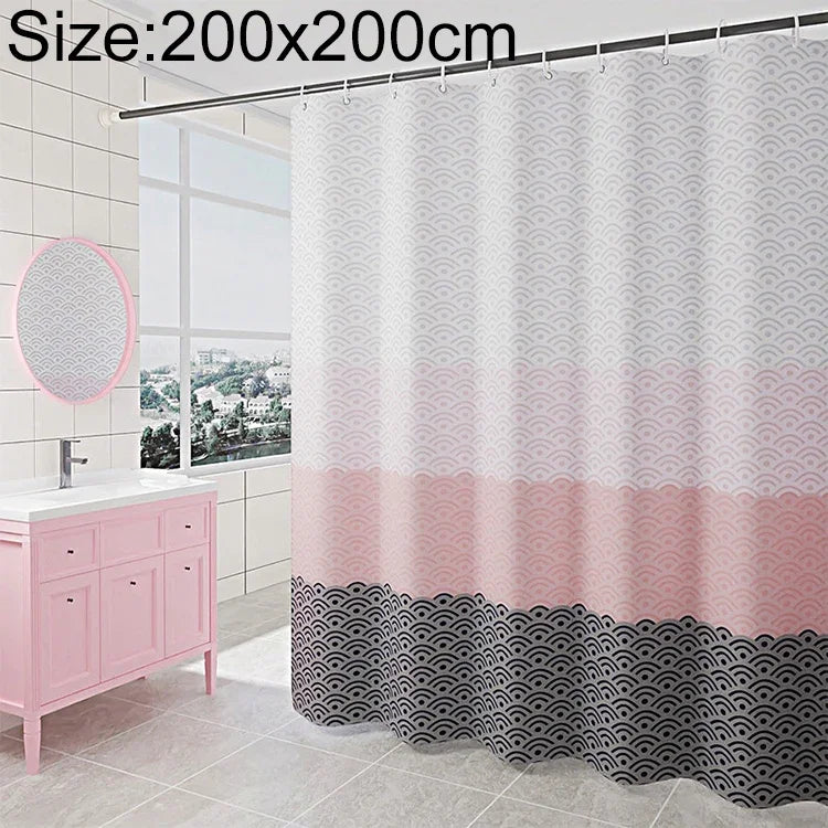 Rideau de douche géométrique imperméable pour salle de bain, Disponible en 200 x Hauteur 200cm, 100 x Hauteur 200cm, 120 x Hauteur 200cm, 150 x Hauteur 200cm, 220 x Hauteur 200cm, 260 x Hauteur 200cm, 280 x Hauteur 200cm