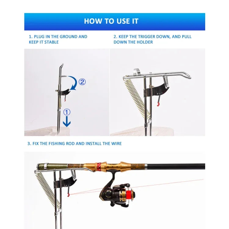 Support de canne à pêche automatique double ressort en acier inoxydable