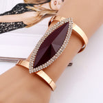 Bracelets en métal pour femme, tendance, avec mosaïque en résine et cristal, larges et lisses, ouverture réglable, bleu argenté, noir doré, marron doré