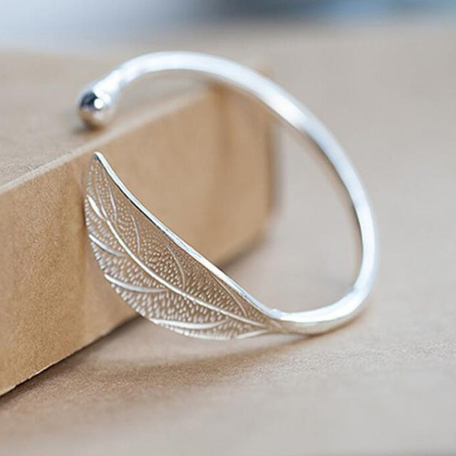 Bracelets ouverts en forme de feuilles, bijoux de luxe vintage en argent pour femmes