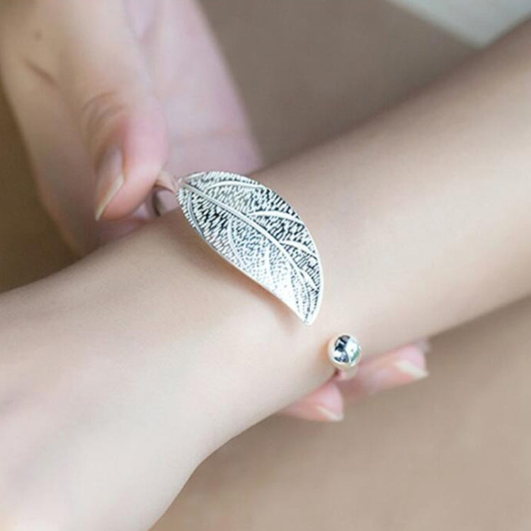 Bracelets ouverts en forme de feuilles, bijoux de luxe vintage en argent pour femmes