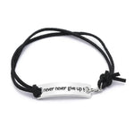 Bracelets « Never Give Up » – Bracelet de persévérance en cuir et velours avec lettres