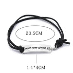 Bracelets « Never Give Up » – Bracelet de persévérance en cuir et velours avec lettres