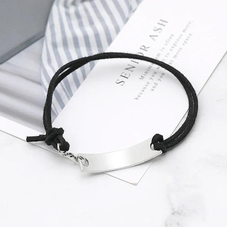 Bracelets « Never Give Up » – Bracelet de persévérance en cuir et velours avec lettres