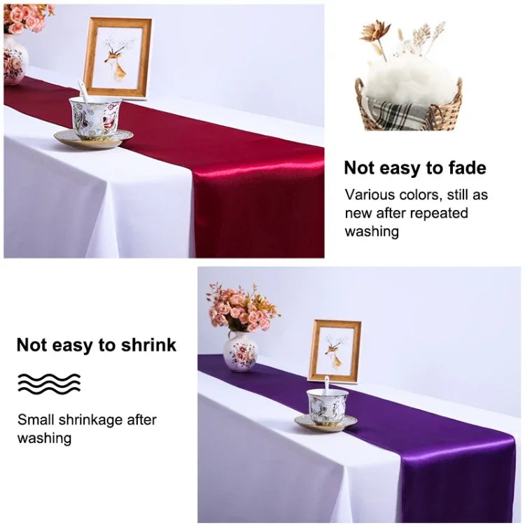Nappe en satin pour décoration de table, fête à la maison, mariage, décoration de Noël, 30X275CM