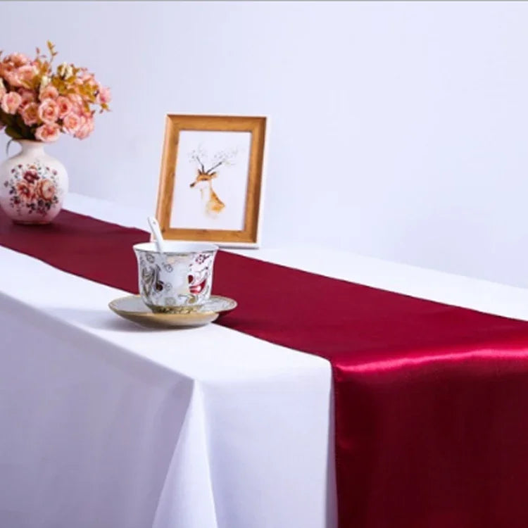 Nappe en satin pour décoration de table, fête à la maison, mariage, décoration de Noël, 30X275CM