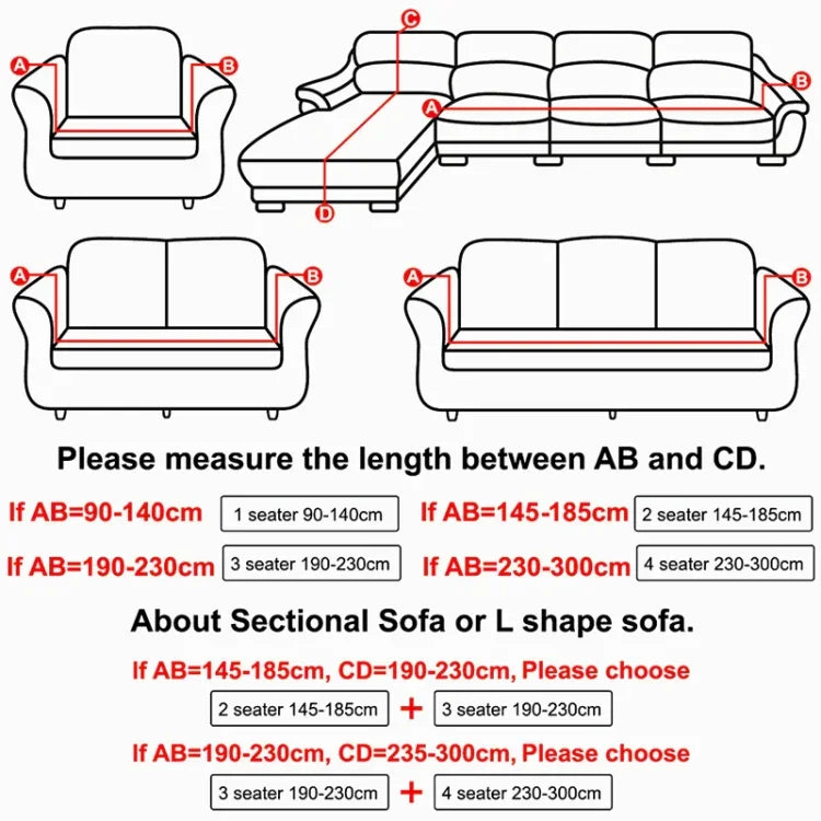 Housse de canapé en tissu peluche épaisse, housse élastique pour canapé, ne comprend pas la housse de coussin, 1 place 90-140cm, 2 places 145-185cm, 3 places 190-230cm, 4 places 230-300cm