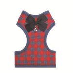 Gilet à nœud réglable à carreaux Laisse de traction pour chat chien animal de compagnie, Rouge, Bleu, Gris, Rose, Jaune
