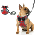 Gilet à nœud réglable à carreaux Laisse de traction pour chat chien animal de compagnie, Rouge, Bleu, Gris, Rose, Jaune