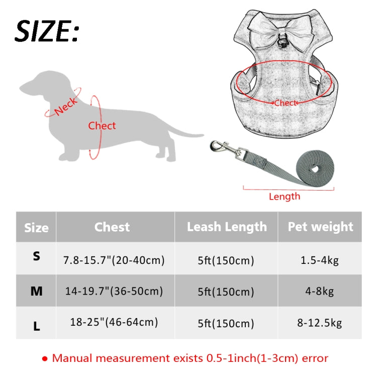 Gilet à nœud réglable à carreaux Laisse de traction pour chat chien animal de compagnie, Rouge, Bleu, Gris, Rose, Jaune