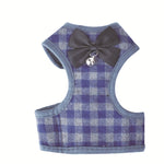 Gilet à nœud réglable à carreaux Laisse de traction pour chat chien animal de compagnie, Rouge, Bleu, Gris, Rose, Jaune