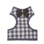 Gilet à nœud réglable à carreaux Laisse de traction pour chat chien animal de compagnie, Rouge, Bleu, Gris, Rose, Jaune