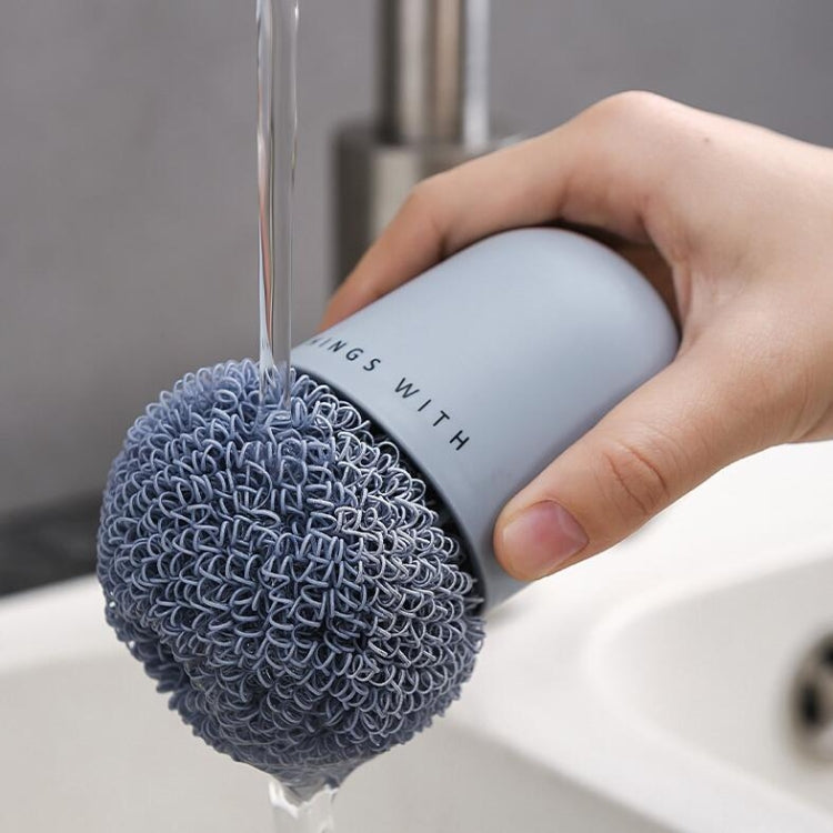 Brosse de nettoyage à poignée domestique en polyester, brosse de nettoyage courte pour cuisine, brosse à récurer, blanc, bleu, 4 têtes de rechange