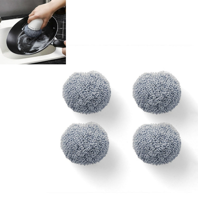Brosse de nettoyage à poignée domestique en polyester, brosse de nettoyage courte pour cuisine, brosse à récurer, blanc, bleu, 4 têtes de rechange