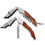 2 pièces avec manche en bois professionnel multifonction double tête en acier Portable tire-bouchon décapsuleur, tire-bouchon décapsuleur