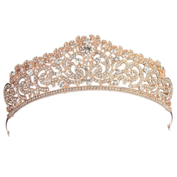 Femmes Mariée Mariage Bijoux Tiaras Couronne Couleur Or Plein Cristal Strass Accessoires Bandeau Tiaras Couronnes