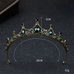 Petites Couronnes Tiares Baroques Vintage en Cristal Vert pour Femmes Filles Mariée Bijoux de Cheveux Accessoires