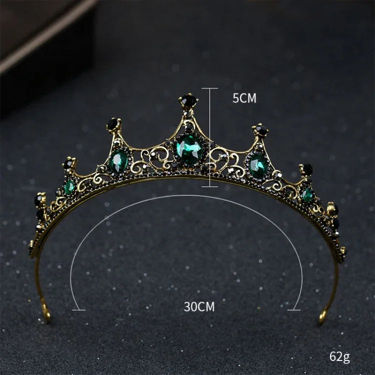 Petites Couronnes Tiares Baroques Vintage en Cristal Vert pour Femmes Filles Mariée Bijoux de Cheveux Accessoires