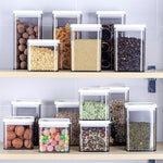 Bocaux de conservation transparents à céréales pour la maison, qualité alimentaire, avec couvercle, pour fruits secs et snacks, 700 ml, 1100 ml, 1500 ml