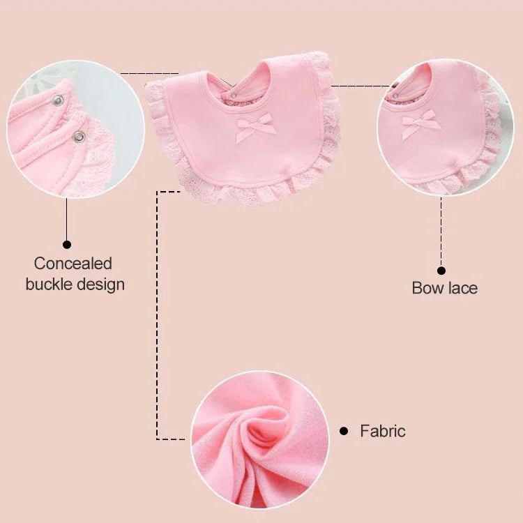 Bavoirs bébé en dentelle avec nœud, serviettes à salive pour nourrissons