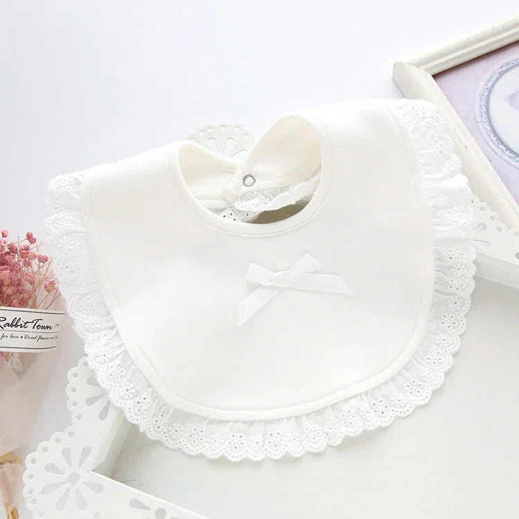 Bavoirs bébé en dentelle avec nœud, serviettes à salive pour nourrissons