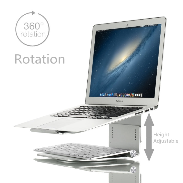 Support de Refroidissement Réglable en Hauteur en Alliage d'Aluminium pour Ordinateur Portable, Support Ergonomique Rotatif à 360° pour Ordinateur Portable 10-17 pouces pour MacBook Air Pro, Rotation à 360°