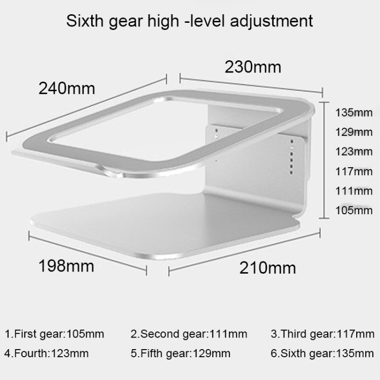 Support de Refroidissement Réglable en Hauteur en Alliage d'Aluminium pour Ordinateur Portable, Support Ergonomique Rotatif à 360° pour Ordinateur Portable 10-17 pouces pour MacBook Air Pro, Rotation à 360°