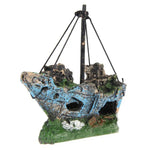 Bateau Pirate Bateau Pourri Petit Bateau Filet Paysage Aquarium Cylindre en Verre pour Aquarium, Bateau Pirate