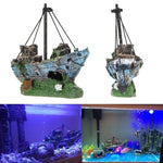Bateau Pirate Bateau Pourri Petit Bateau Filet Paysage Aquarium Cylindre en Verre pour Aquarium, Bateau Pirate
