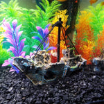Bateau Pirate Bateau Pourri Petit Bateau Filet Paysage Aquarium Cylindre en Verre pour Aquarium, Bateau Pirate