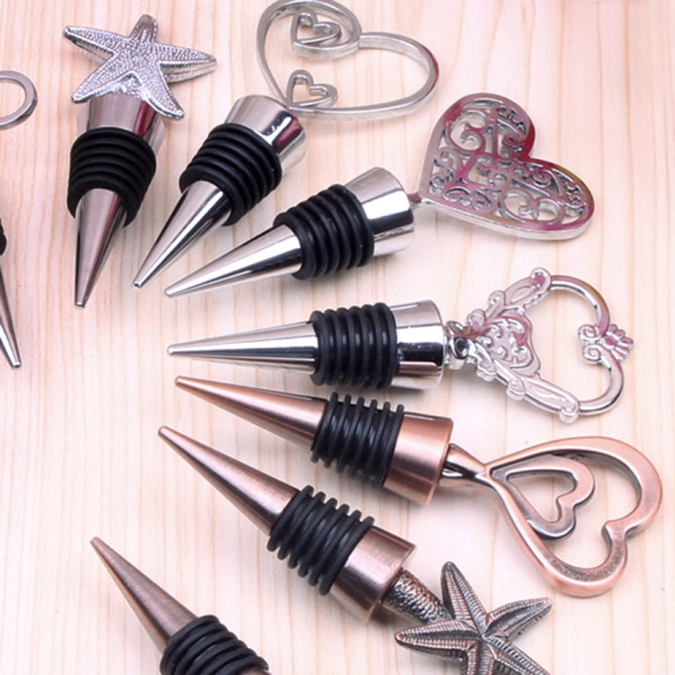 Metal Special Shape Wine Stopper, Starfish Red Bronze Shape, Starfish Silver Shape, Alphabet Red Bronze Shape, Alphabet Silver Shape, Heart to Heart Red Bronze Shape, Heart to Heart Silver Shape, Ring Shape, True Love Shape, Heart of Fujiro Shape