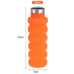 Bouteille d'eau portable en silicone, pliable et rétractable, pour café, voyage en extérieur, sport, capacité : 500 ml, Gris, Orange, Bleu, Violet